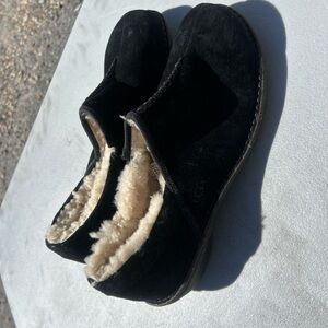 UGG Black Suede Slip-On with Shearling